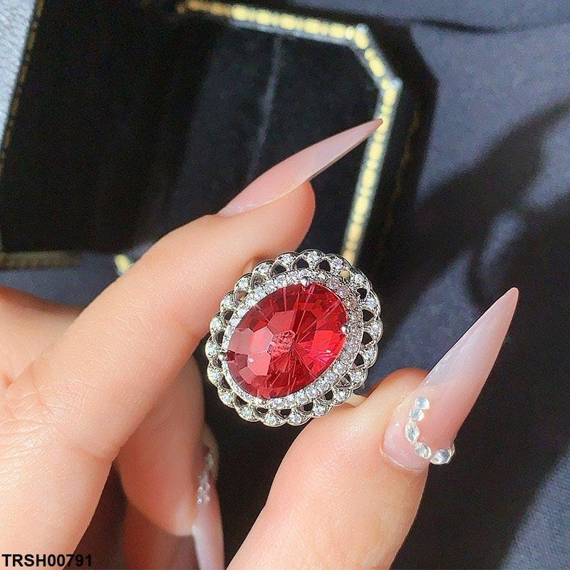 TRSH00791 KYC Redish Oval Stone Ring - TRSH