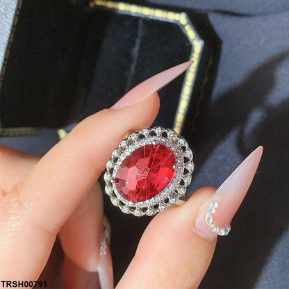 TRSH00791 KYC Redish Oval Stone Ring - TRSH