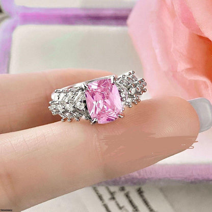 TRSH00802 BJF Pink Cushion Adjustable Ring - TRSH