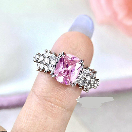 TRSH00802 BJF Pink Cushion Adjustable Ring - TRSH