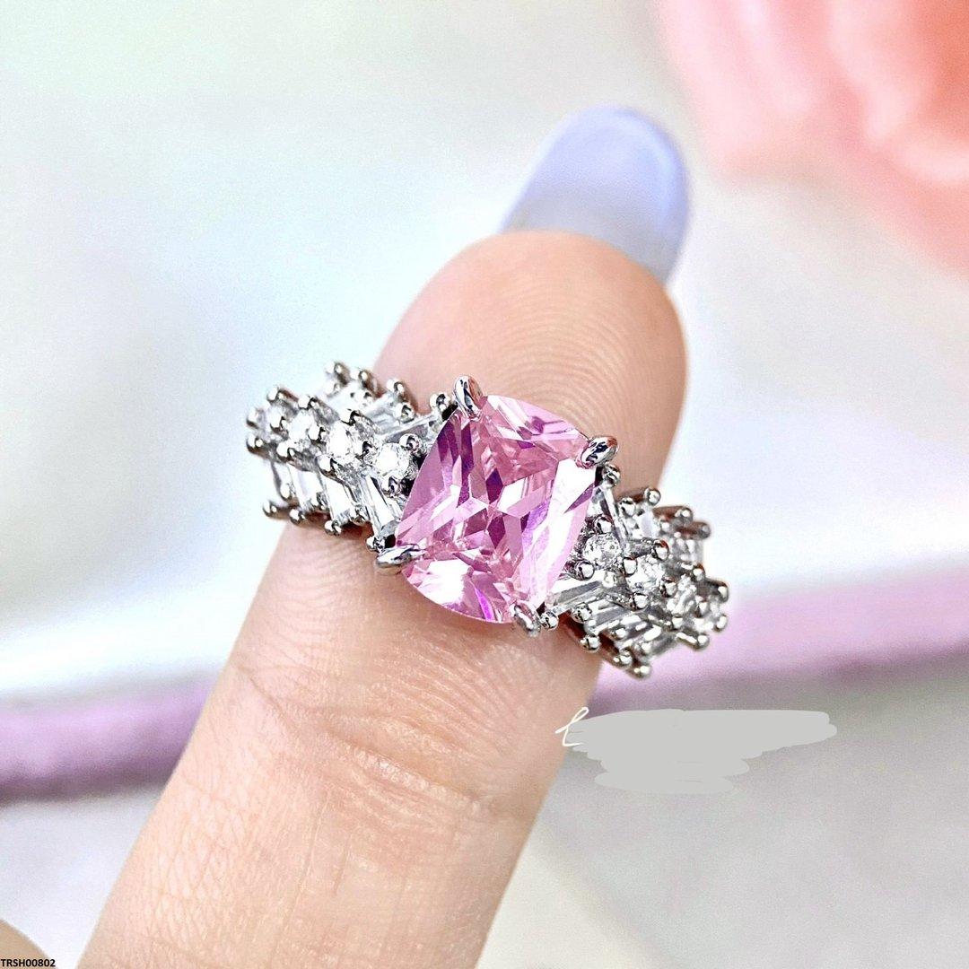 TRSH00802 BJF Pink Cushion Adjustable Ring - TRSH