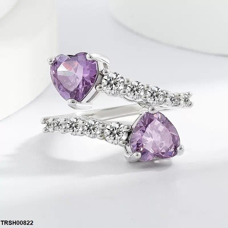 TRSH00822 BLX Round Heart Stone Ring Adjustable - TRSH