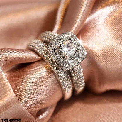 TRSH00858 KYC Square Couple ZIRCON Ring - TRSH