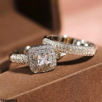 TRSH00858 KYC Square Couple ZIRCON Ring - TRSH