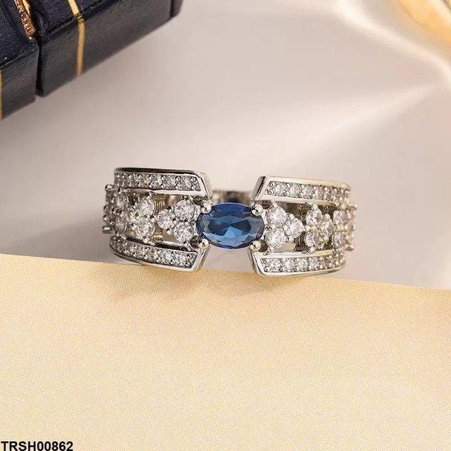TRSH00862 KYC Oval  Blue Stone ZIRCON Ring -  TRSH