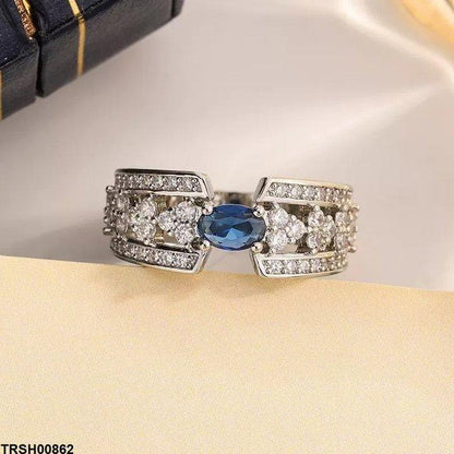 TRSH00862 KYC Oval  Blue Stone ZIRCON Ring -  TRSH