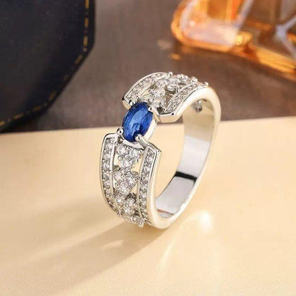 TRSH00862 KYC Oval  Blue Stone ZIRCON Ring -  TRSH