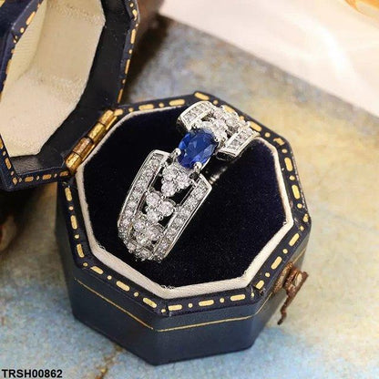 TRSH00862 KYC Oval  Blue Stone ZIRCON Ring -  TRSH