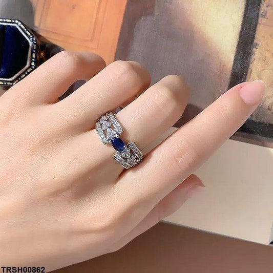 TRSH00862 KYC Oval  Blue Stone ZIRCON Ring -  TRSH