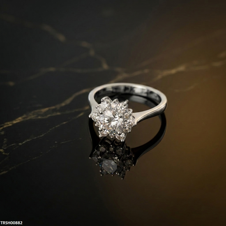 TRSH00882 KYC Flower Stone ZIRCON Ring - TRSH