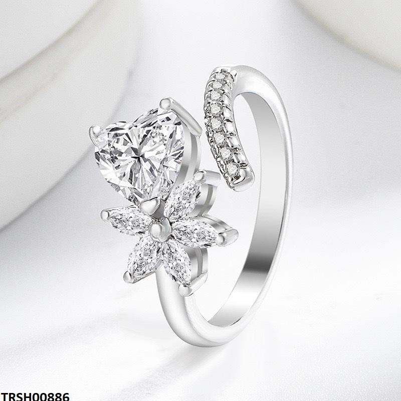 TRSH00886 BLX Heart/Flower ZIRCON Ring Adjustable - TRSH