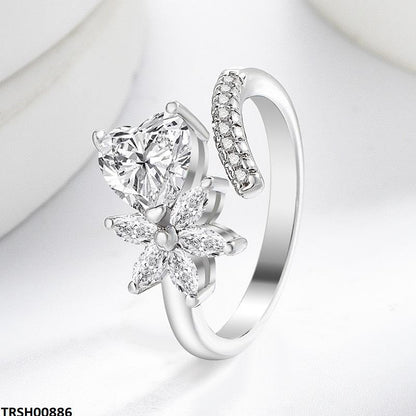 TRSH00886 BLX Heart/Flower ZIRCON Ring Adjustable - TRSH