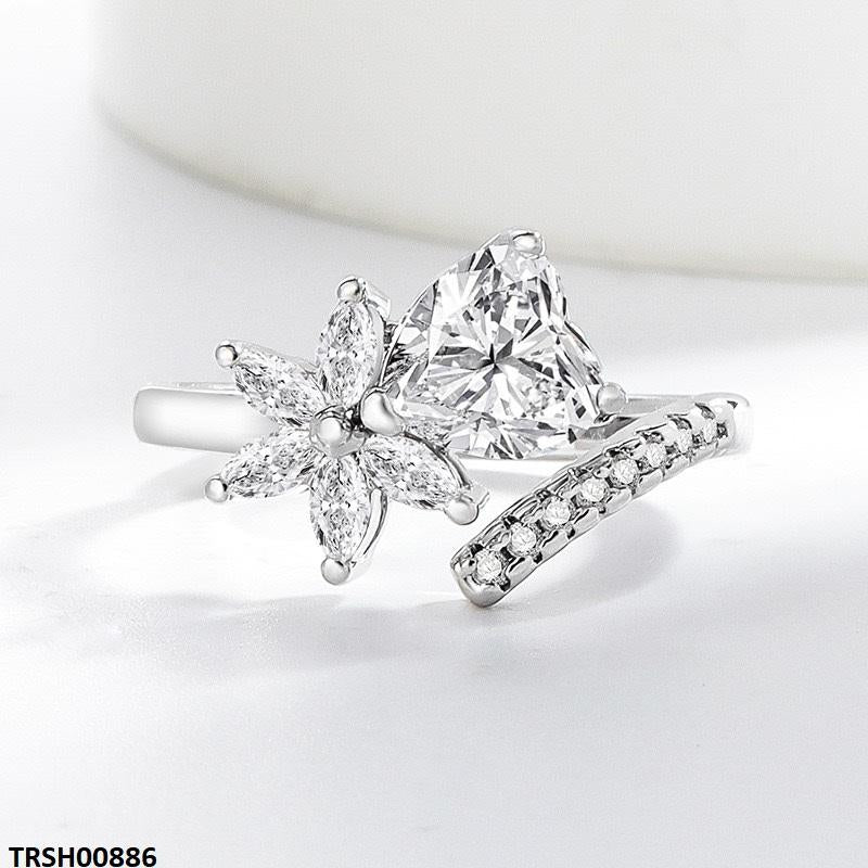 TRSH00886 BLX Heart/Flower ZIRCON Ring Adjustable - TRSH