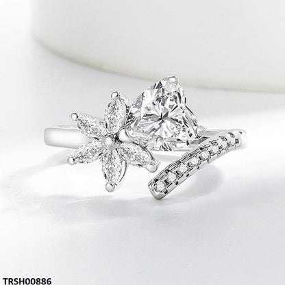 TRSH00886 BLX Heart/Flower ZIRCON Ring Adjustable - TRSH