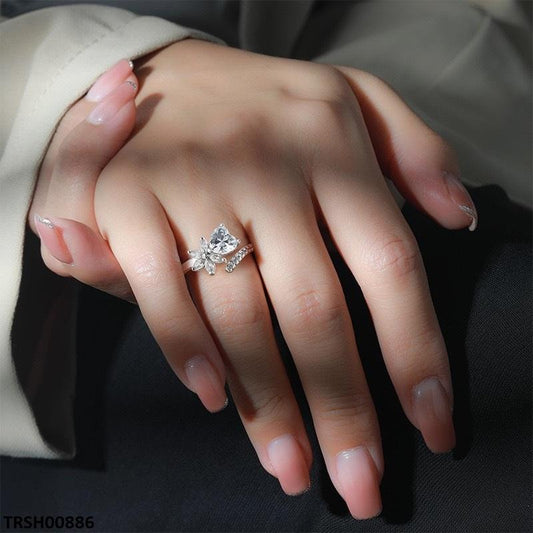 TRSH00886 BLX Heart/Flower ZIRCON Ring Adjustable - TRSH