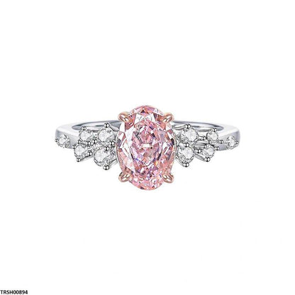 TRSH00894 KRL Oval Pink ZIRCON Stone Ring Adjustable -TRSH