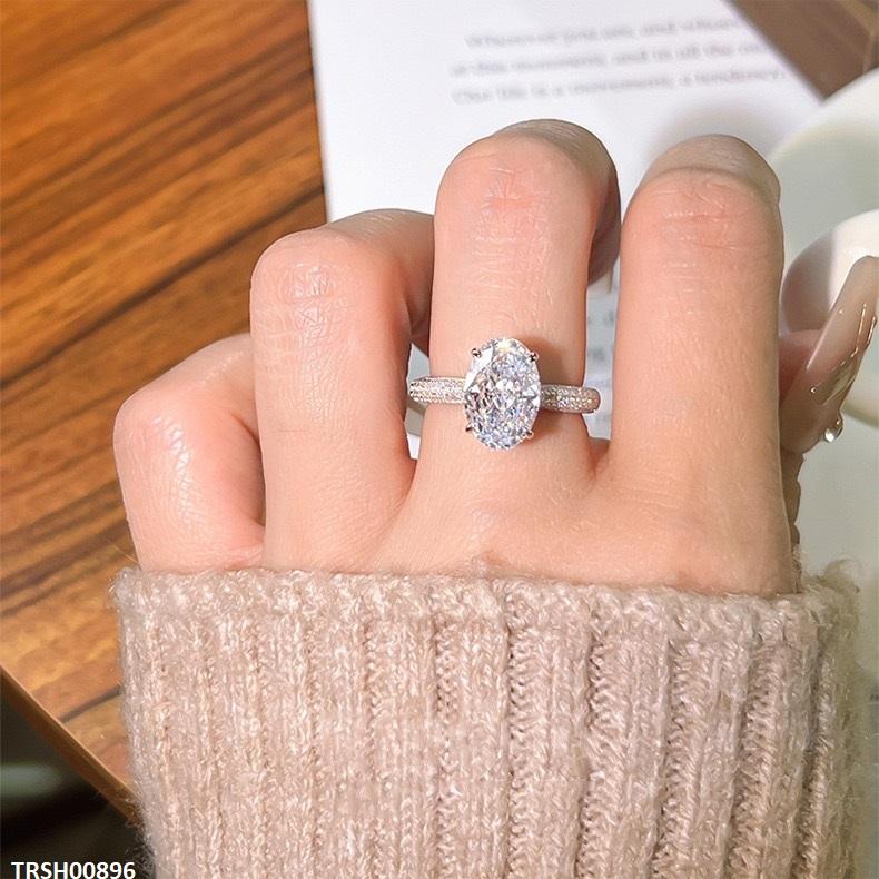TRSH00896 KRL Rectangle ZIRCON Stone Ring Adjustable -TRSH