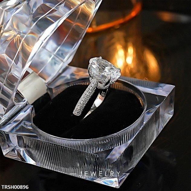 TRSH00896 KRL Rectangle ZIRCON Stone Ring Adjustable -TRSH