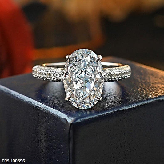 TRSH00896 KRL Rectangle ZIRCON Stone Ring Adjustable -TRSH
