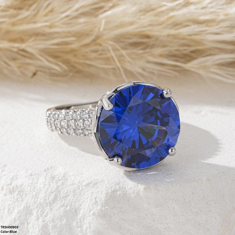 TRSH00903 YLE Round ZIRCON Stone Ring Adjustable - TRSH