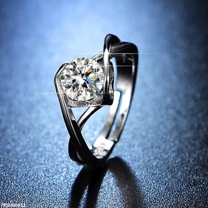 TRSH00912 ZFQ Round Heart Ring Adjustable - TRSH