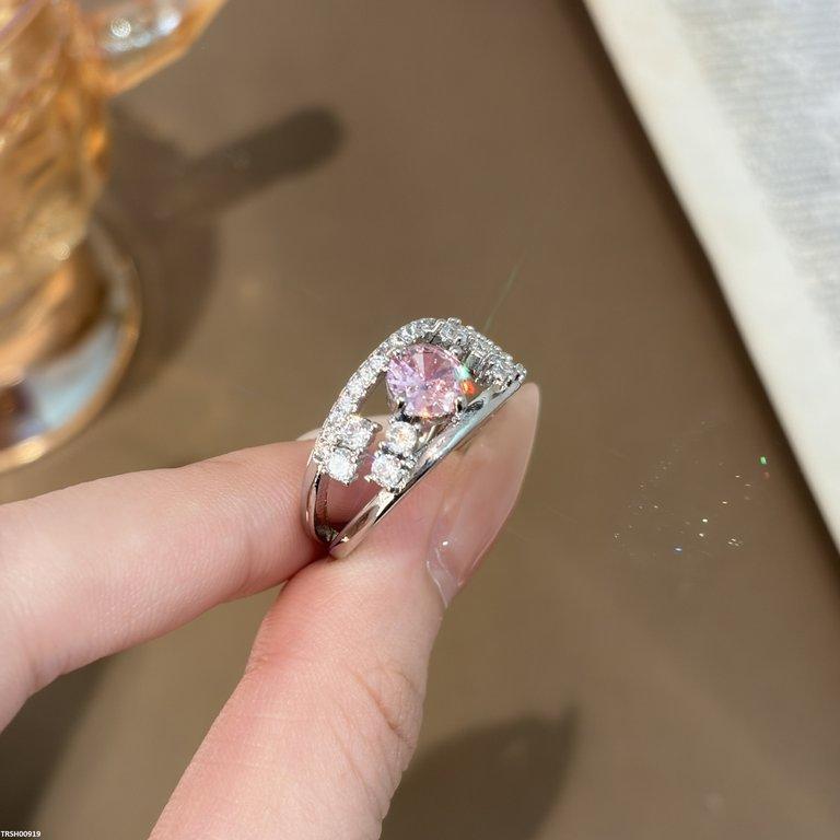 TRSH00919 CJD Round Pink Stone Ring Adjustable - TRSH