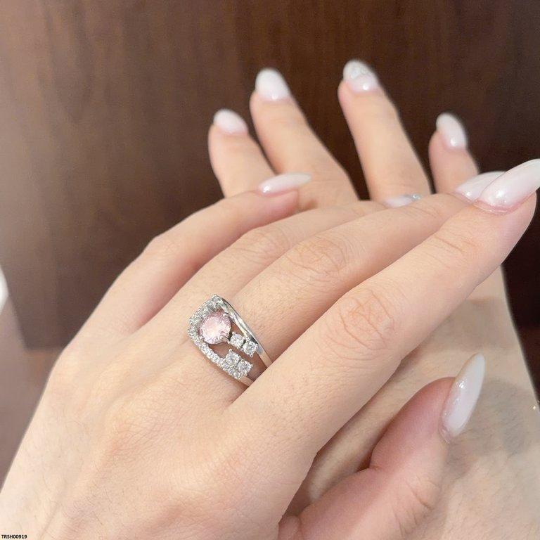 TRSH00919 CJD Round Pink Stone Ring Adjustable - TRSH