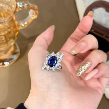 TRSH00922 CJD Oval Blue Stone Ring Adjustable - TRSH