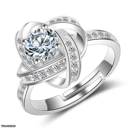 TRSH00929 JJF Round Stone Zircon Ring Adjustable - TRSH