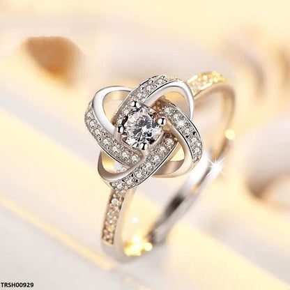 TRSH00929 JJF Round Stone Zircon Ring Adjustable - TRSH