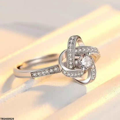 TRSH00929 JJF Round Stone Zircon Ring Adjustable - TRSH