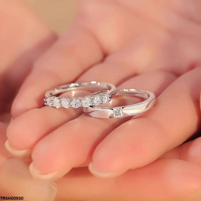 TRSH00930 JJF Round Stone Couple Ring Adjustable - TRSH