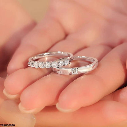 TRSH00930 JJF Round Stone Couple Ring Adjustable - TRSH