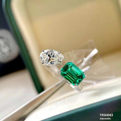 TRSH043 KRL Pear & Rectangle Adjustable Ring