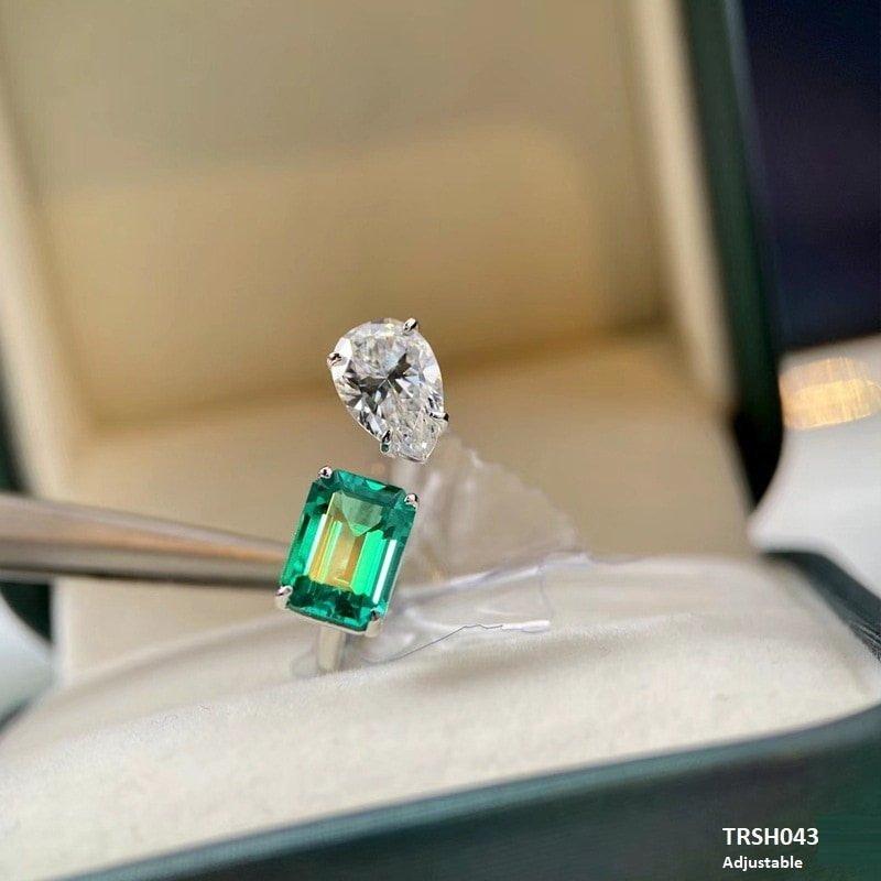 TRSH043 KRL Pear & Rectangle Adjustable Ring