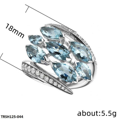 TRSH125 CSH Aqua Step Pear Ring