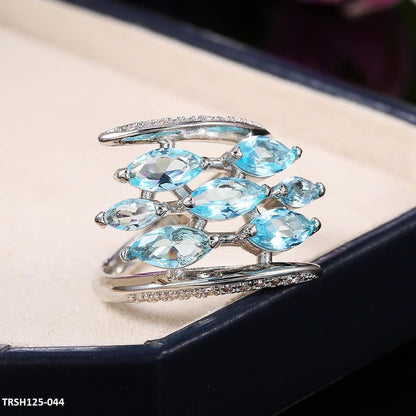 TRSH125 CSH Aqua Step Pear Ring
