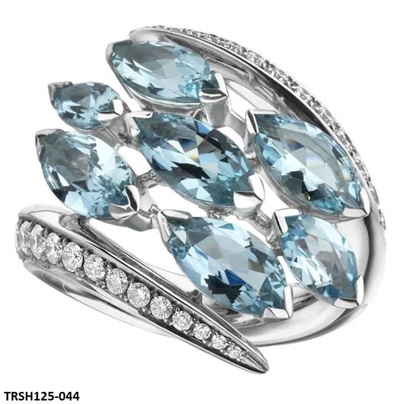 TRSH125 CSH Aqua Step Pear Ring