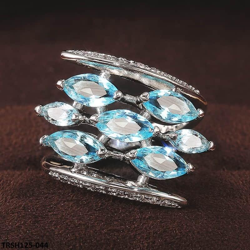 TRSH125 CSH Aqua Step Pear Ring