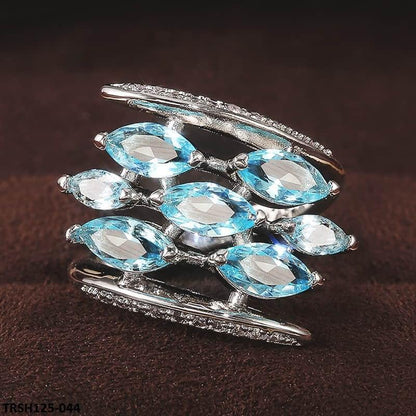 TRSH125 CSH Aqua Step Pear Ring