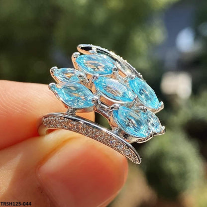 TRSH125 CSH Aqua Step Pear Ring