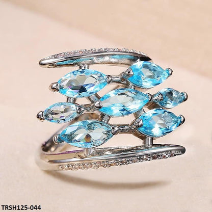 TRSH125 CSH Aqua Step Pear Ring