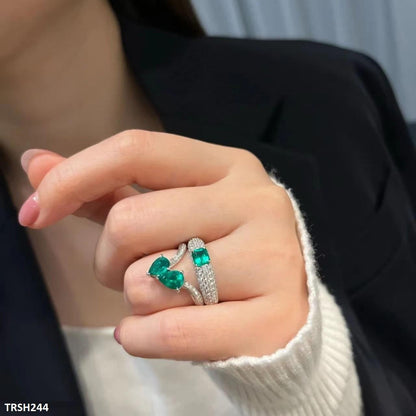 TRSH244 CJD Rectangle Join Tear Cathedral Adjustable Ring