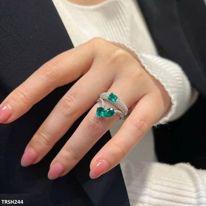 TRSH244 CJD Rectangle Join Tear Cathedral Adjustable Ring