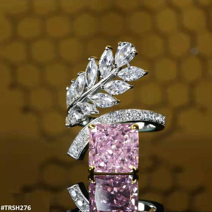 TRSH276 GWH Pink Square Leaf's Adjustable Ring