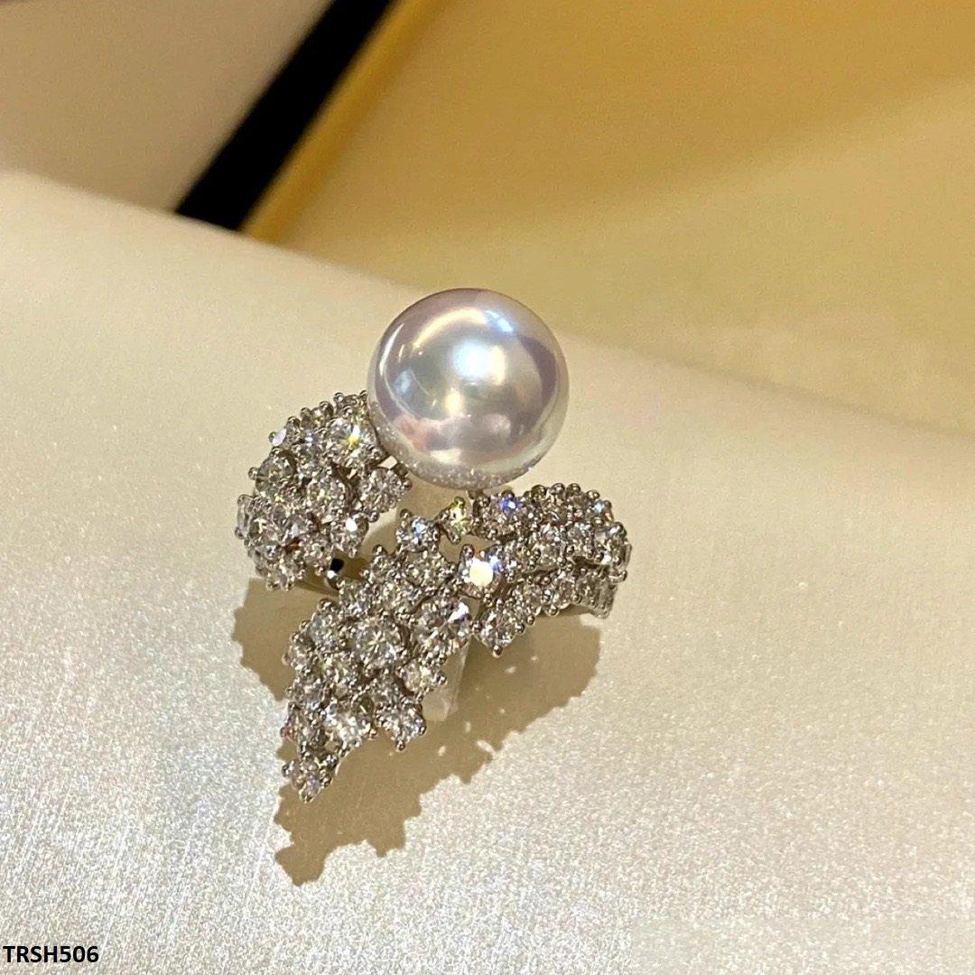 TRSH506 CJD Imp Silver/Pearl Adjustable Ring