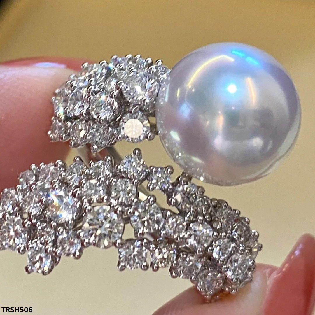 TRSH506 CJD Imp Silver/Pearl Adjustable Ring