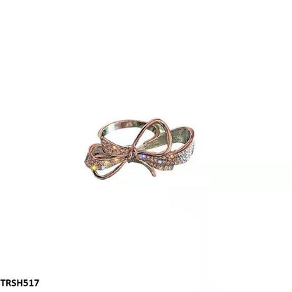 TRSH517 CJD Imp Bow Silver Ring Adjustable