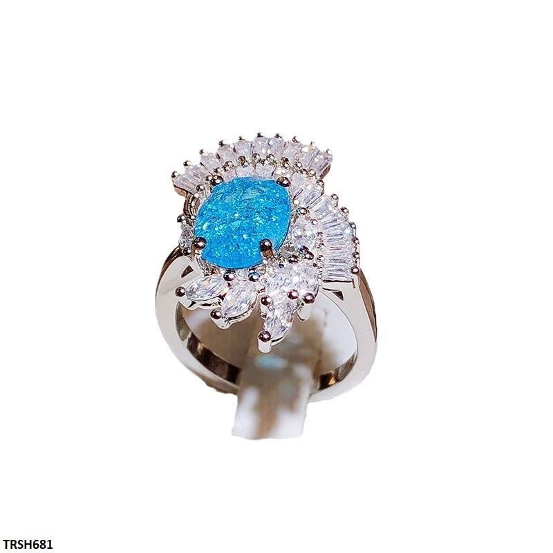TRSH681 KYC Blue Oval Stone Ring Adjustable