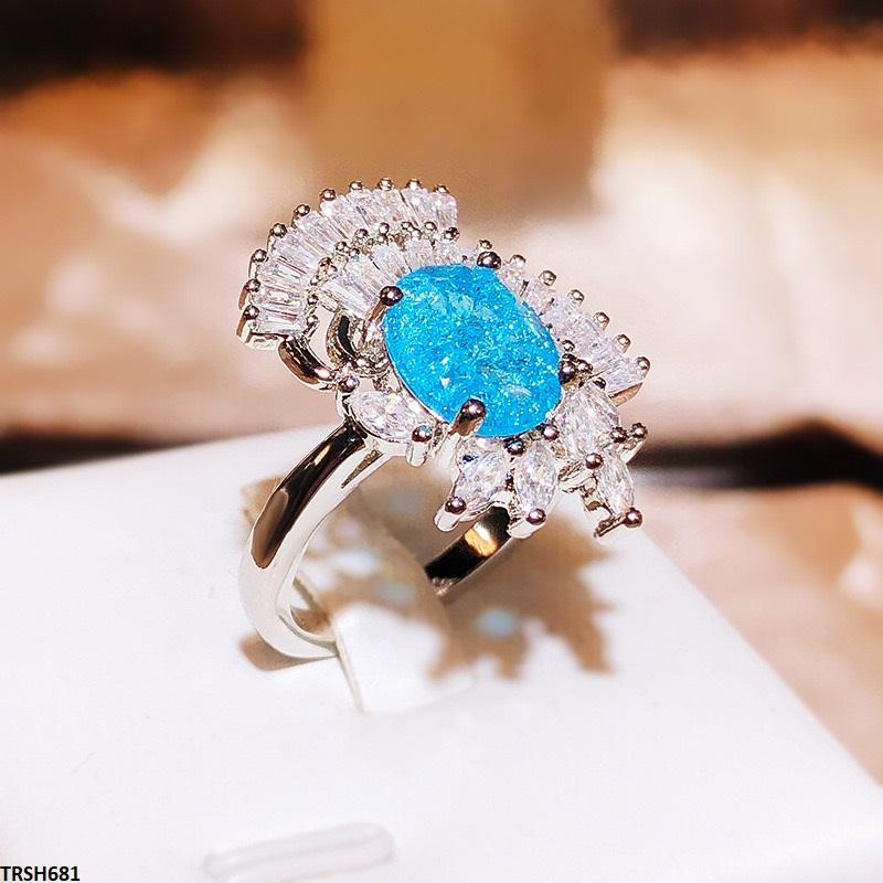 TRSH681 KYC Blue Oval Stone Ring Adjustable